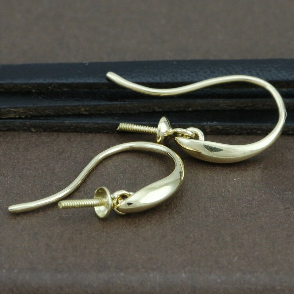Genuine 18CT Solid Yellow Gold Pearl Hooks - 1 Pair