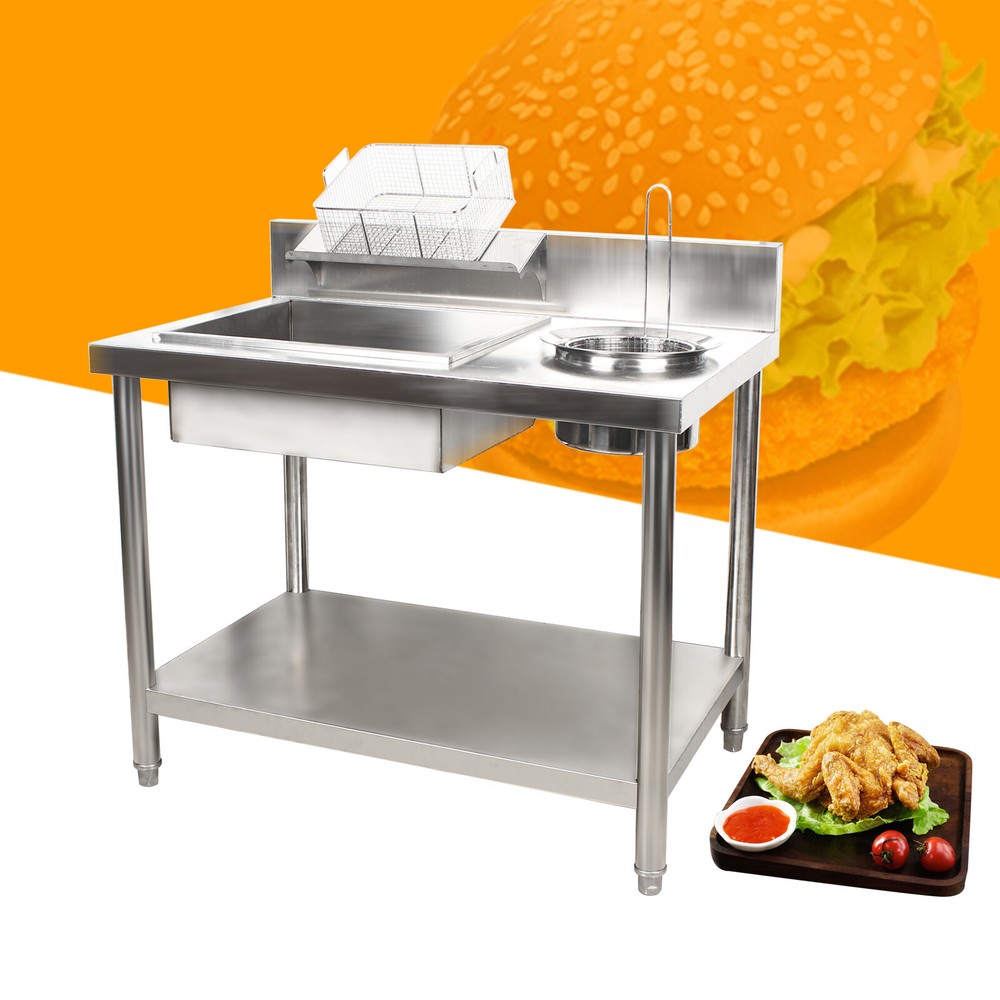 Manual Prep Station Chicken Fried Worktop Kitchen Breading Table Stainless