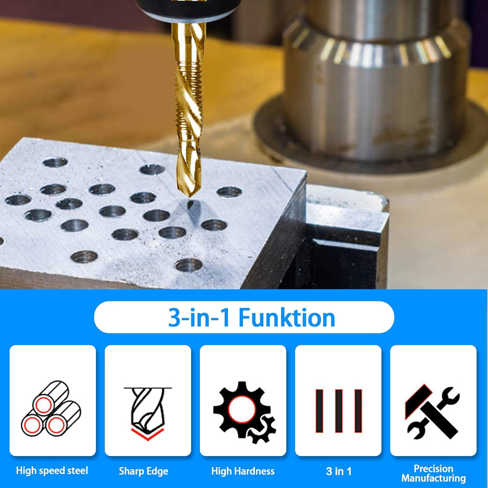 6-Pc 10-32NC Combination Drill Tap Bit Set SAE, 10-32NC Thread Size, Titanium C