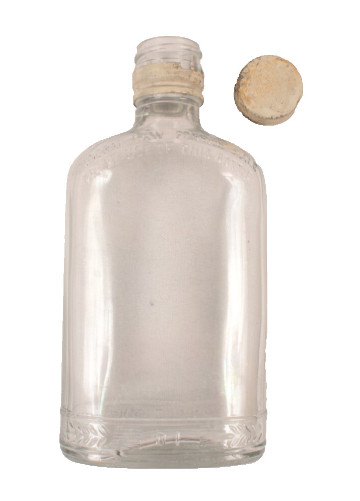 National Distilleries Empty Glass Bottle Half Pint with Cap