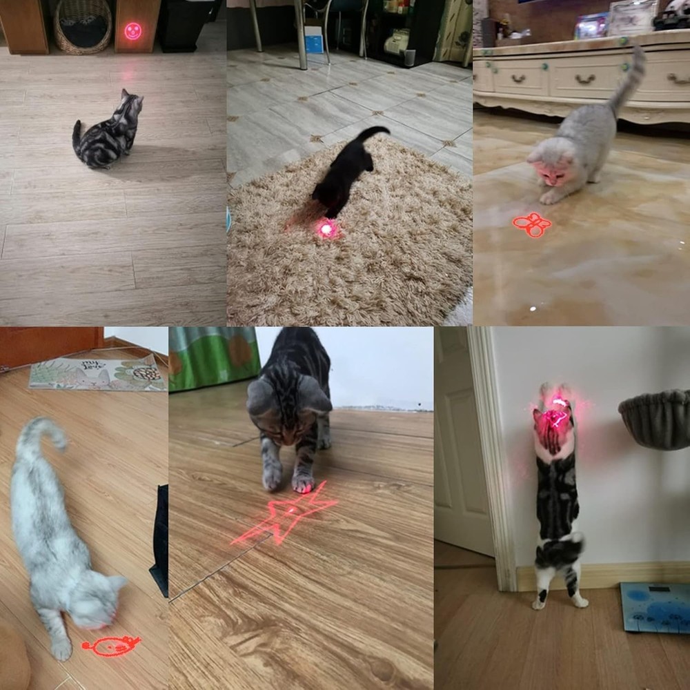 USB Rechargeable Laser Pointer Cat Toy, 3 Mode Red Dot Interactive LED Light