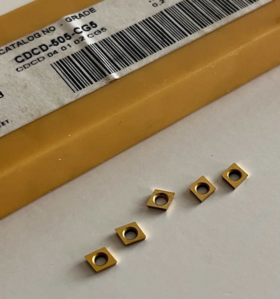 CIRCLE CARBIDE BORING BAR INSERTS CDCD-505-CG5 COATED GRADE SHOWN (5) INSERTS.