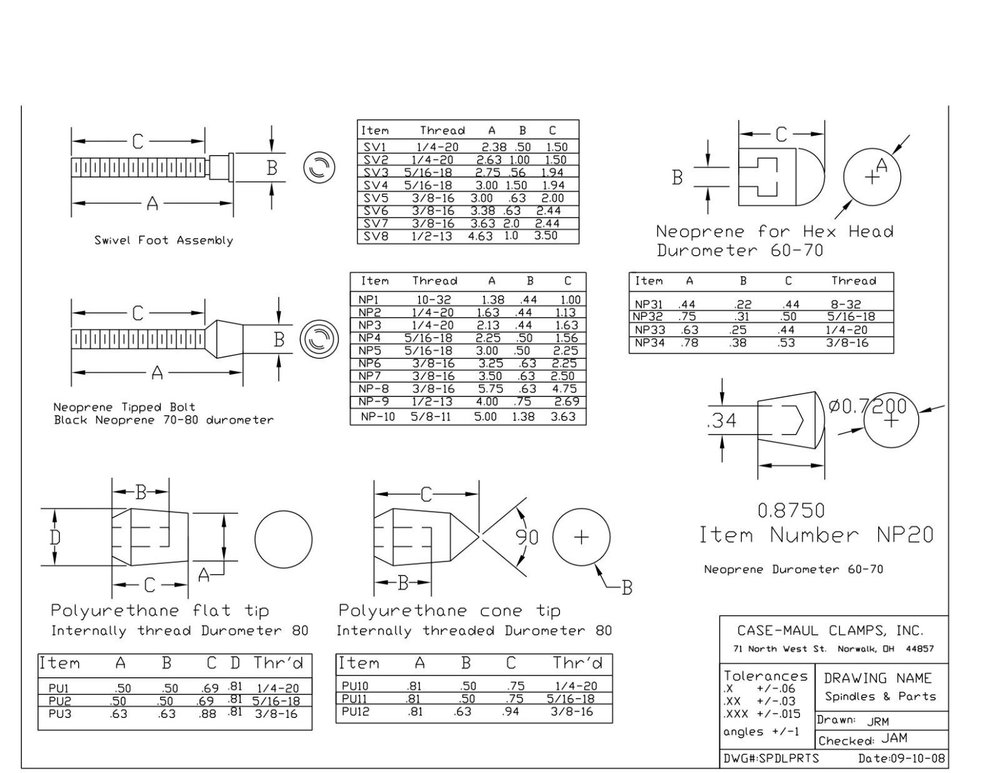 25 pcs Polyurethane Flat Tips ID threaded 3/8-16