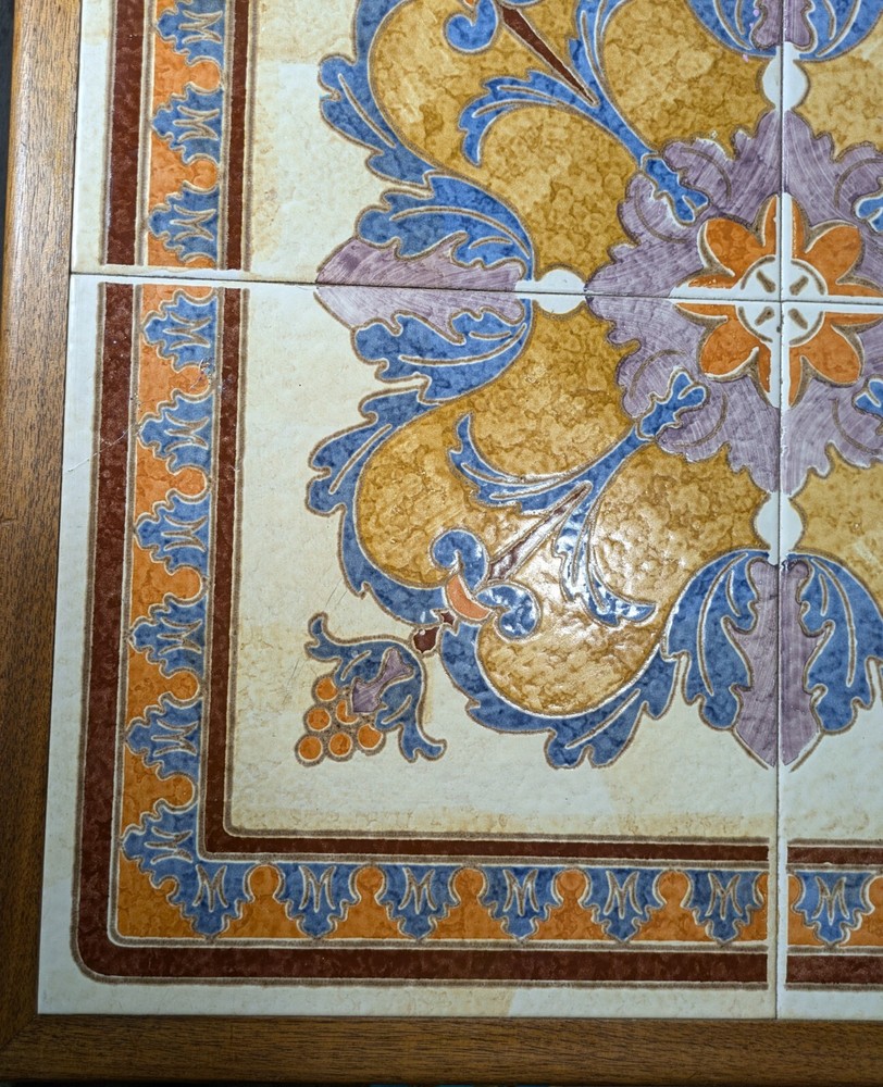 Vintage Mid Century Danish Modern Tile Top Heavy Solid Teak Wood Table