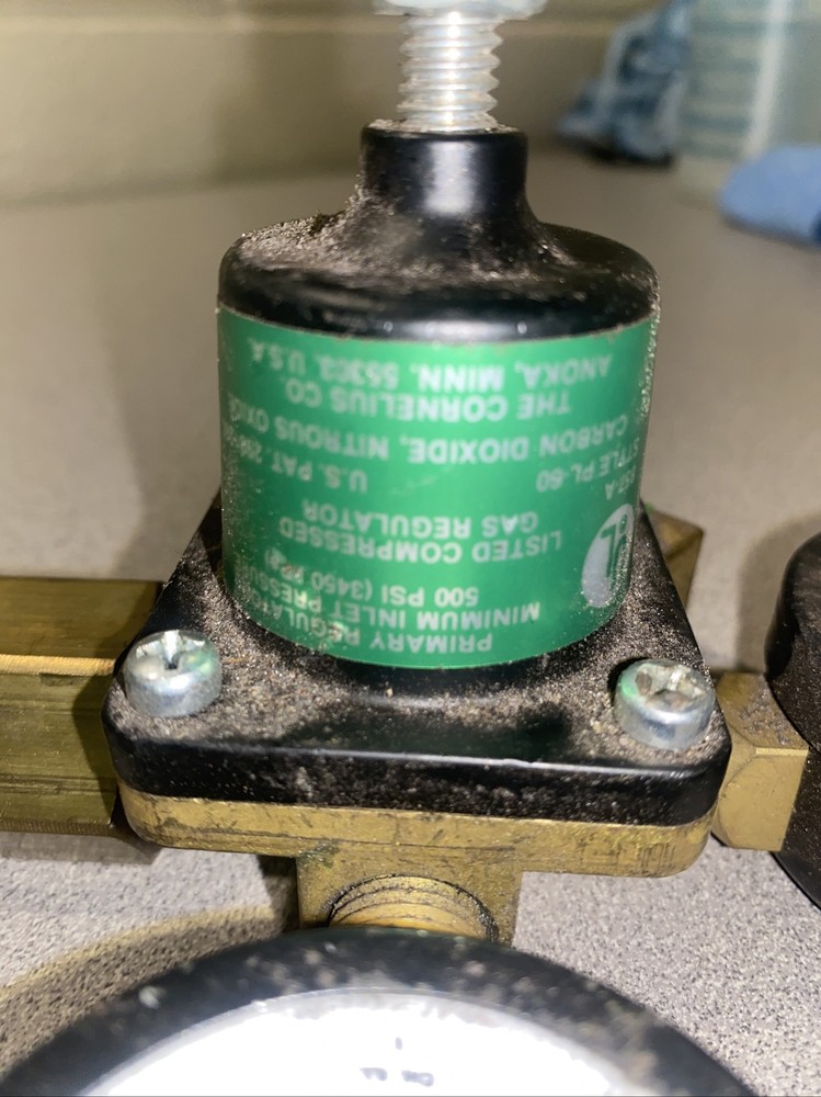 Vintage Cornelius Co2 Regulator With Banner Co. Gauges. Untested.