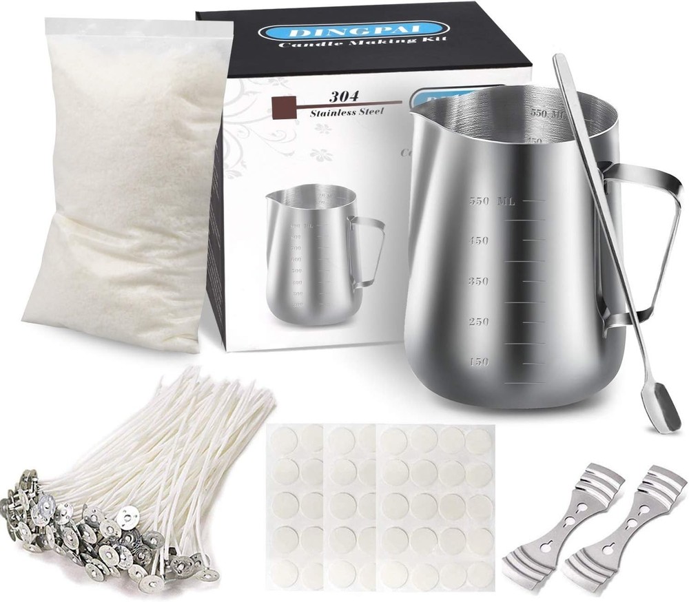 Candle Making Kit Soy Wax DIY Tools Complete Includes Pouring Pot Wicks Wick ...