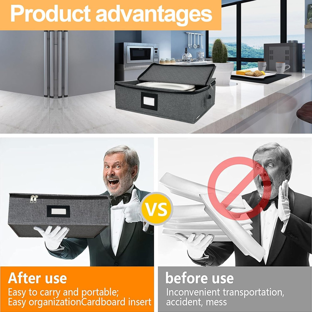 Platter Storage Case - Stackable China Storage Containers Hard Shell with Durabl