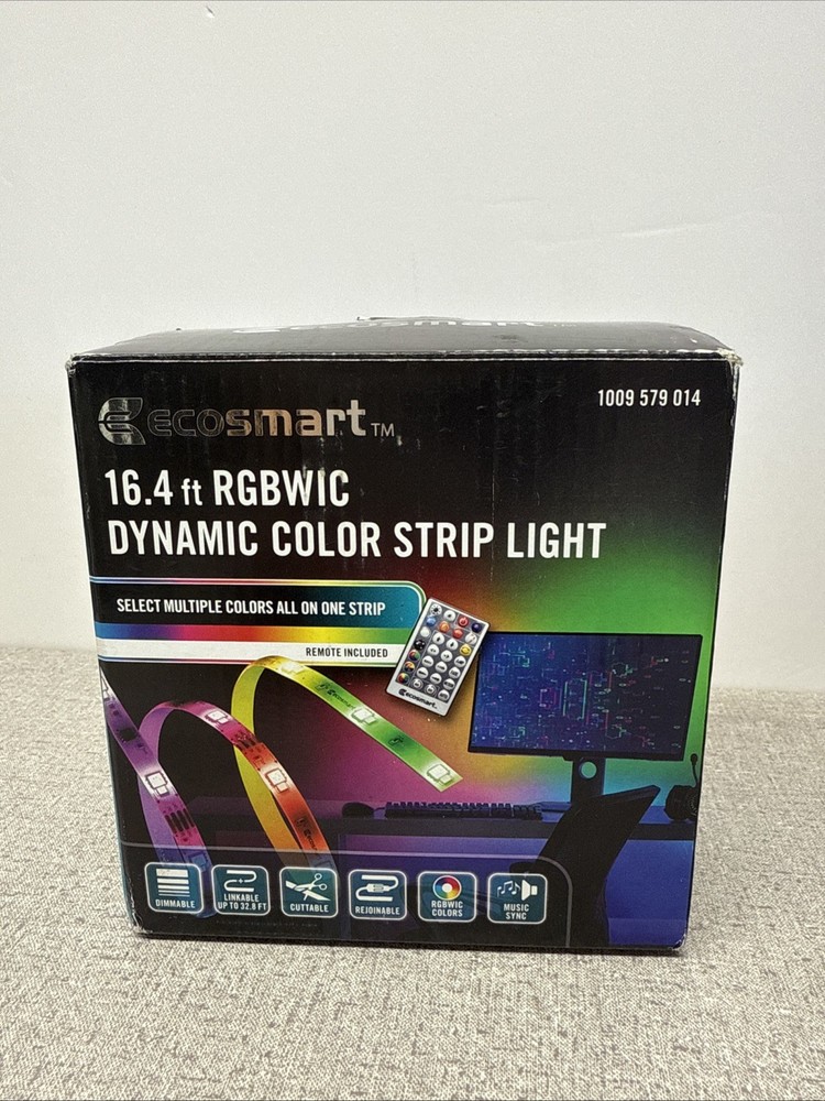 EcoSmart 16.4FT Color Changing Dimmable Linkable LED Strip Light w/ Remote