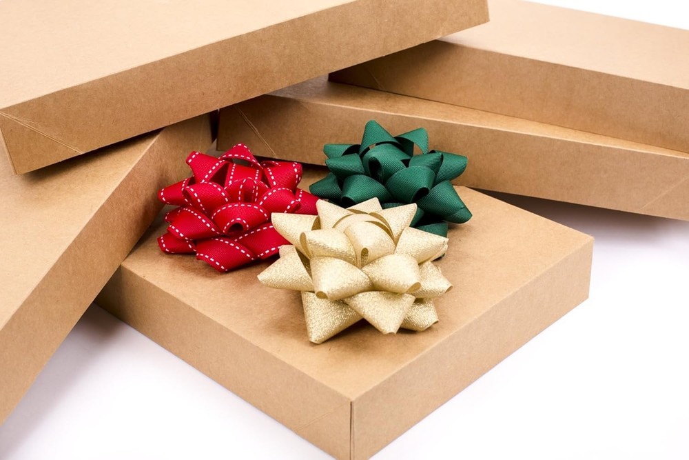 Hallmark Medium Gift Boxes with Lids (5 Shirt Boxes, Kraft) for Brown