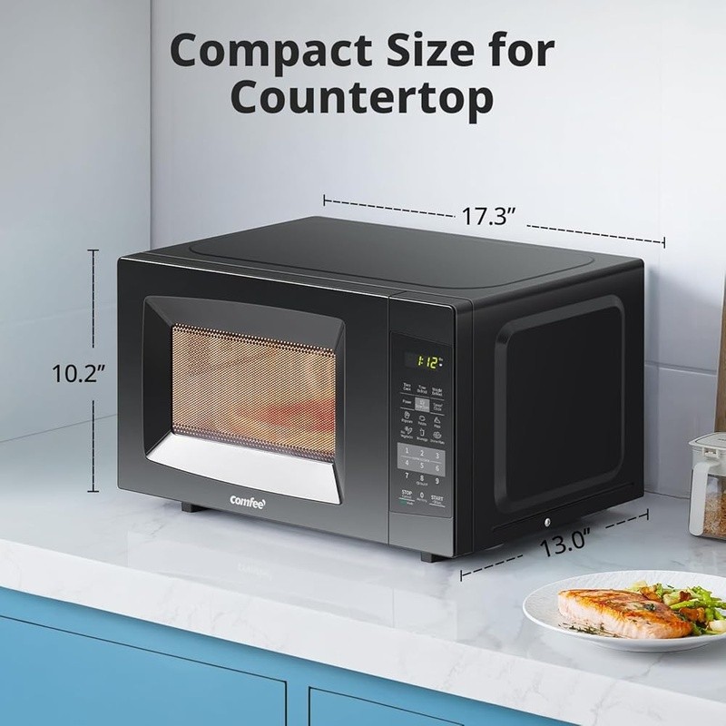 Microwave Oven W/ Mute Function Timer Child Safety Lock Easy Auto-Cook Options