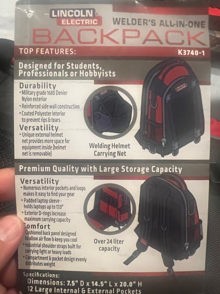 Lincoln Electric Welding Tool Backpack K3740-1