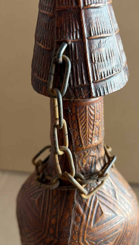 Spanish Decanter Hand Tooled Leather Scene Don Quixote De La Mancha Empty