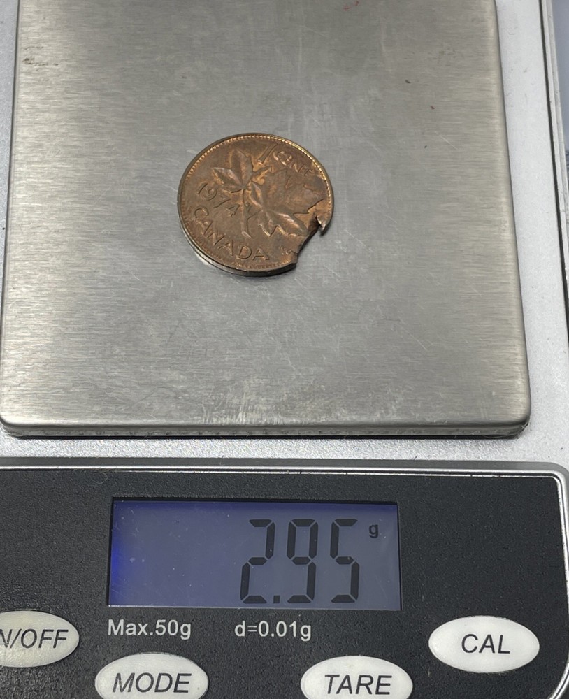 1974 Canada 1 Cent Major Planchet Flaw Error #C460