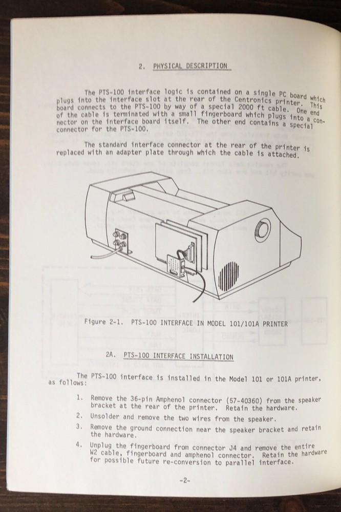 Centronics - PTS-100 Interface Technical Manual (1975)