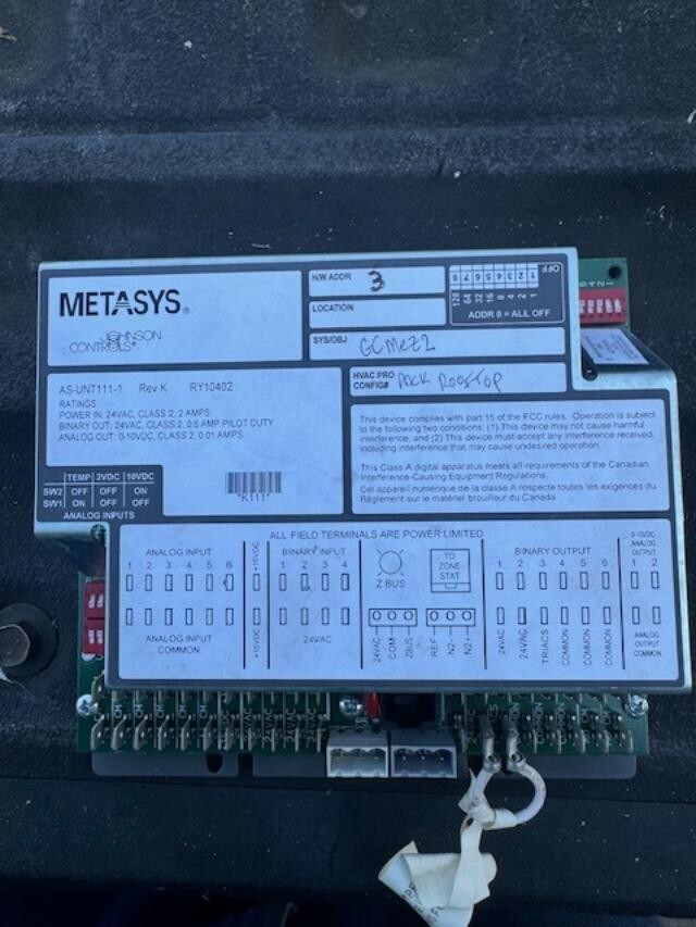 Johnson Controls AS-UNT111-1 Controller, Used
