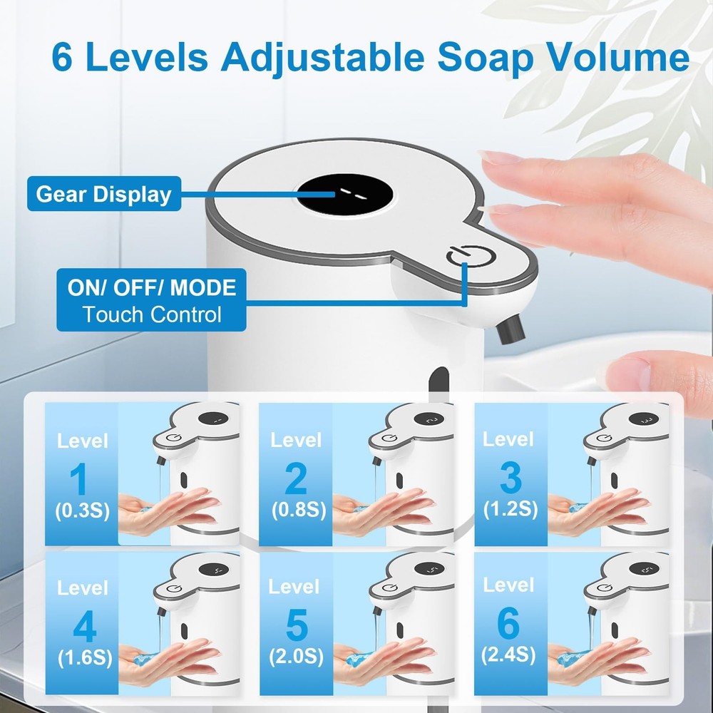 OHIFAST Automatic Liquid Soap Dispenser Touchless, USB Rechargeable Smart Han...