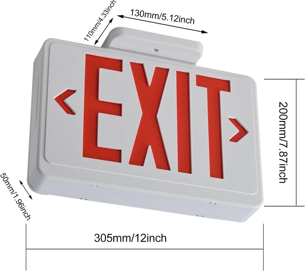 Red LED Exit Sign,4Hours Plug in Cord Emergency Exit Light with Battery Backup f
