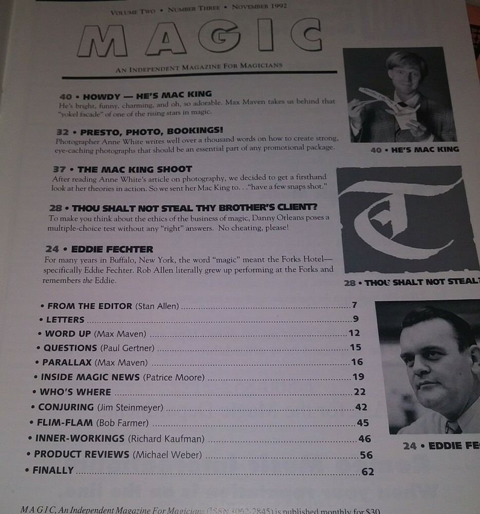 Signed MAC KING MAGIC Notes DVD Magazines Rope Card Lance Burton Eddie Fechter