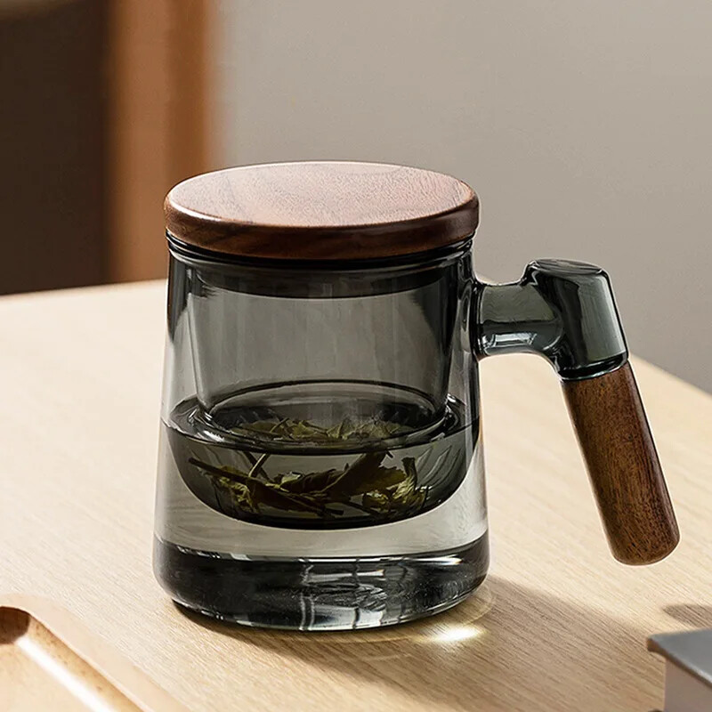 400ml Borosilicate Glass Tea Cup Tea Infuser Steeper Lid Diffusers Filter Mug