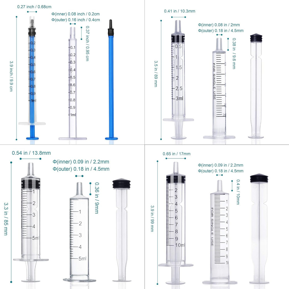 20Pack 1Ml / 3Ml / 5Ml / 10Ml Syringe without Needle - Small Plastic Syringes St