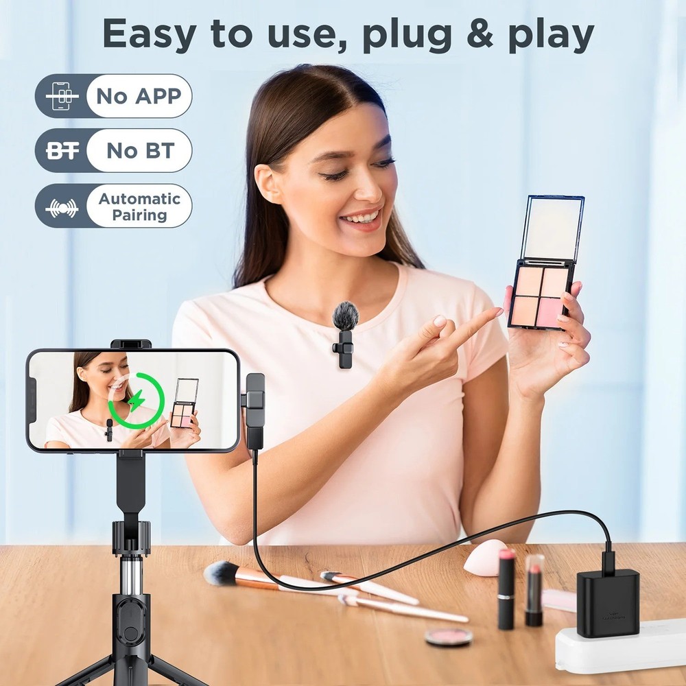 Wireless Lavalier Microphone Mini Clip Mic Android PC Camera Live Recording