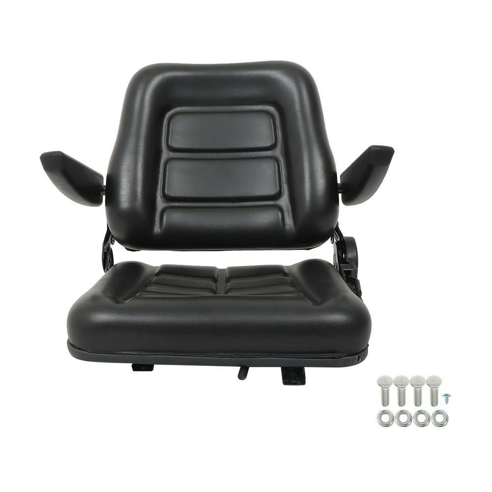 Universal Forklift Tractor Seat PVC Adjustable Backrest Armrest Mower Seat