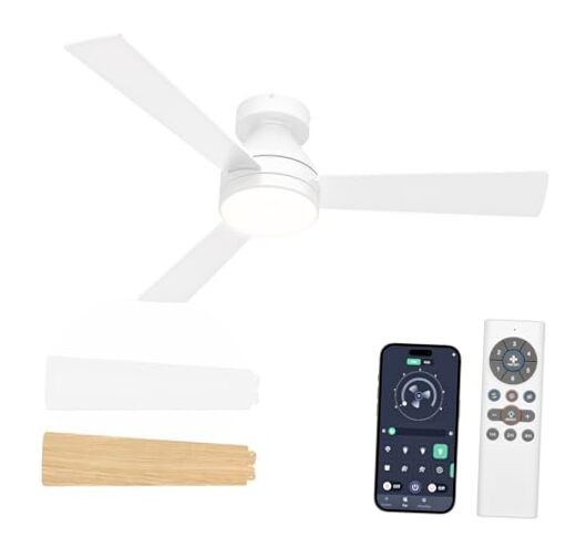 Ceiling Fan with Lights Low Profile Ceiling Fan with Light and 42 inch White