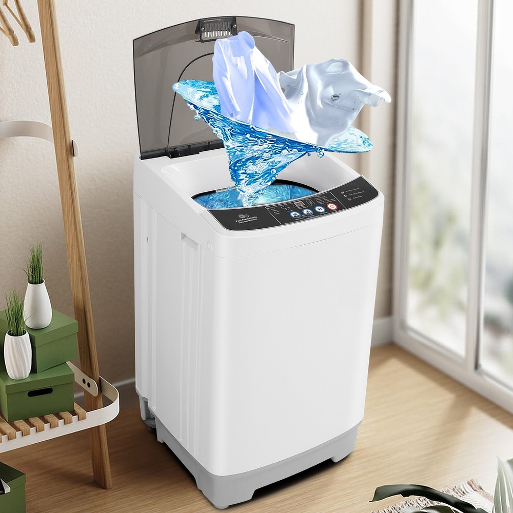 20lbs Full-Automatic Washing Machine with 10 Program Drain Pump Portable Washer-