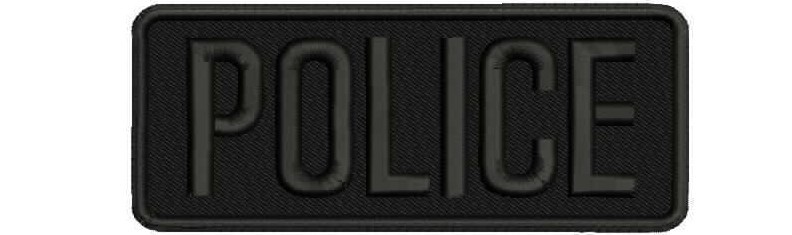 Police embroidery patch 2x5 hook ON BACK all black