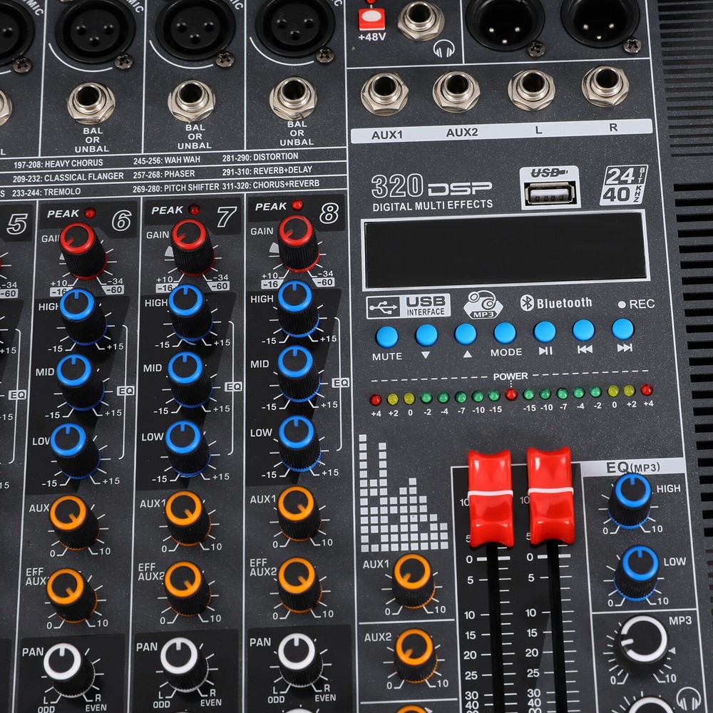 8-Channel Professional Bluetooth Live Studio Audio Mixer USB Mixing Console