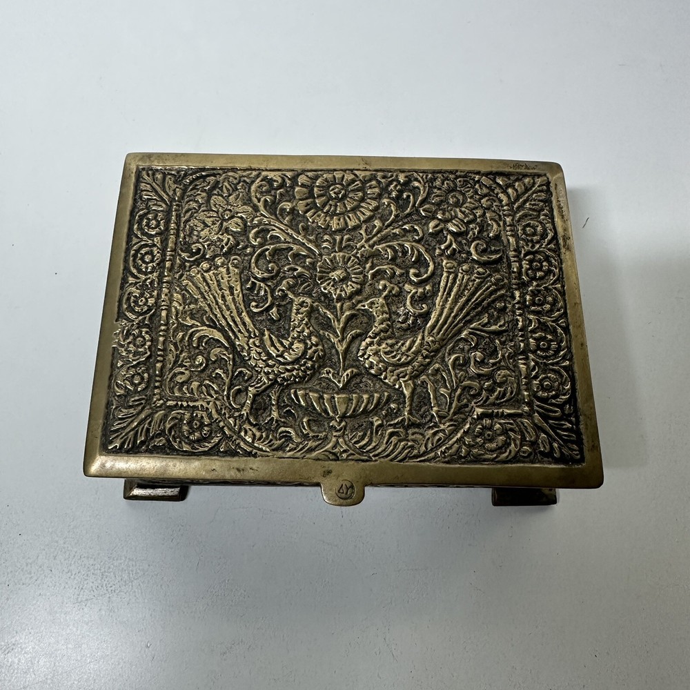 Vintage Brass Engraved Cigarette Box Case