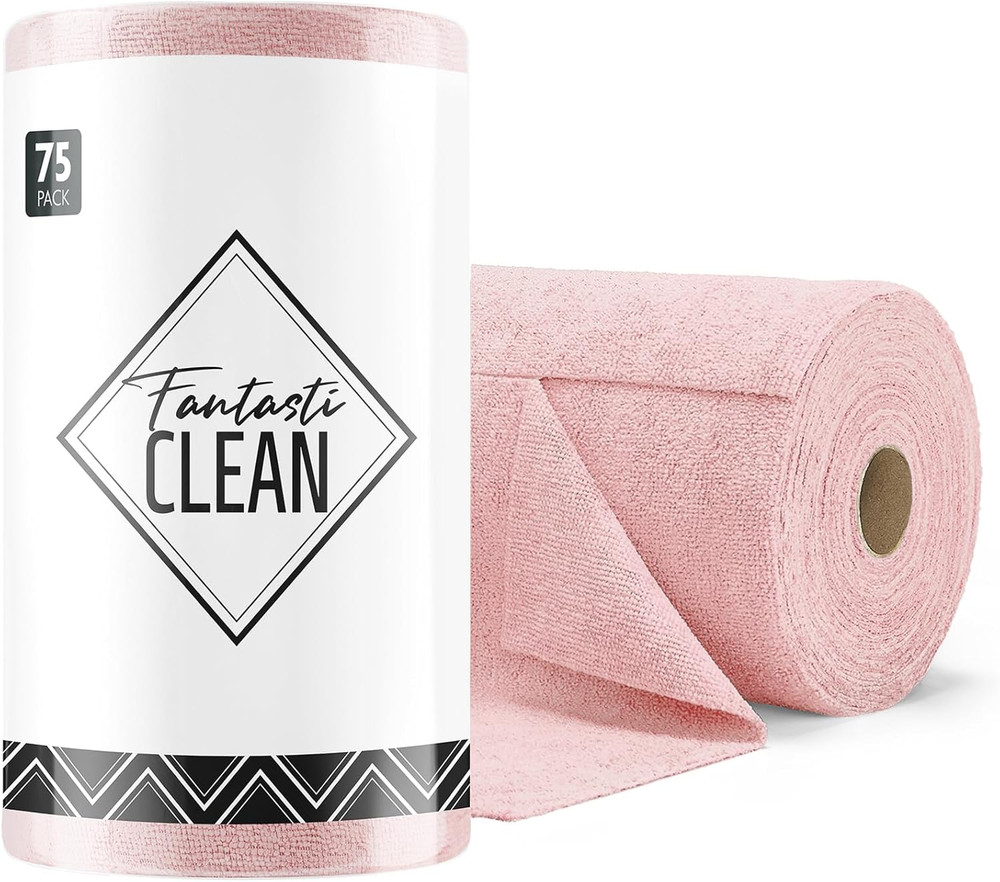 Microfiber Cleaning Cloth Roll -75 Pack, Tear Away Microfiber Towels, 12" x 12",