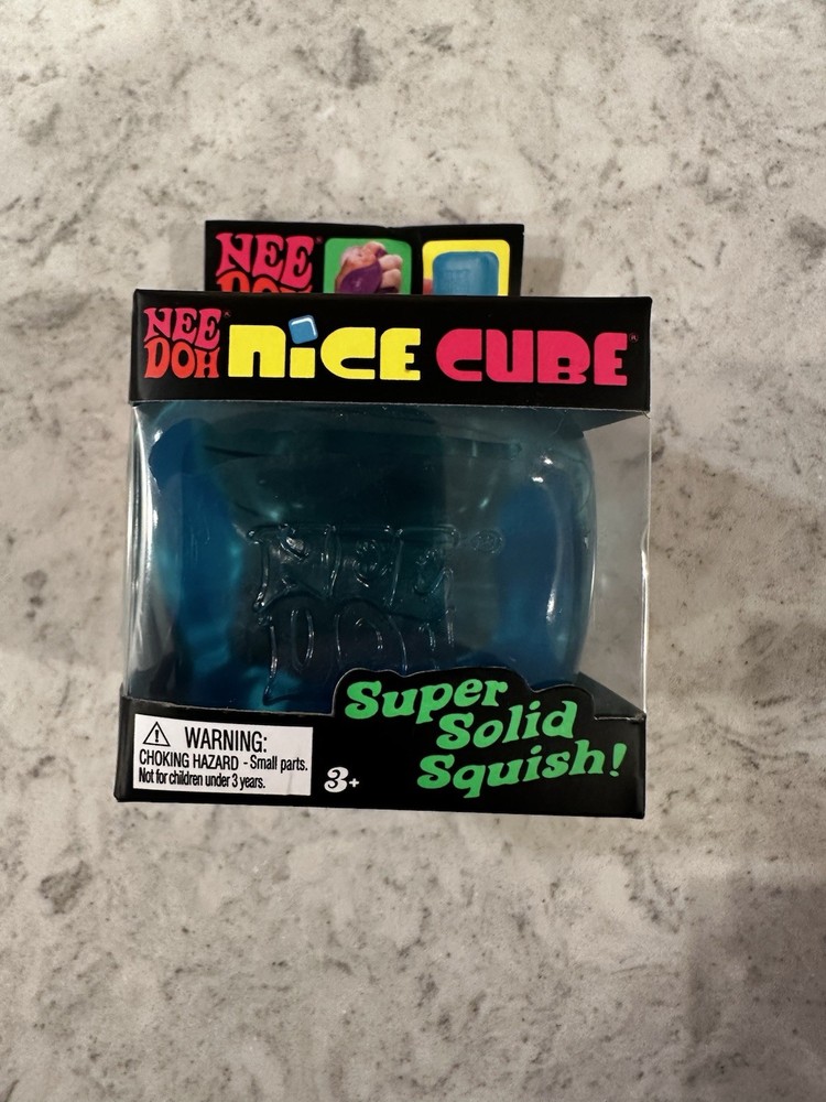 VIRAL * Schylling Nee Doh Nice Cube Super Solid Squish Toy BLUE New
