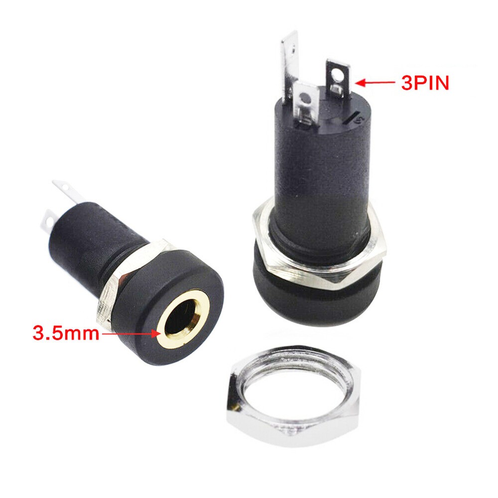 10x 3.5mm Audio Female Jack Socket 3 Pole Stereo Solder Panel Mount Adapter Nuts