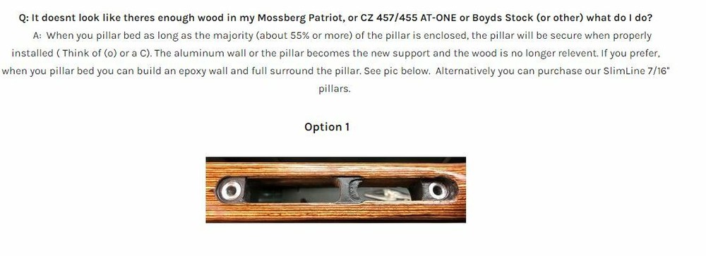 Mossberg Patriot DELUXE Profiled Pillar Bedding DIY Kit & DEVCON