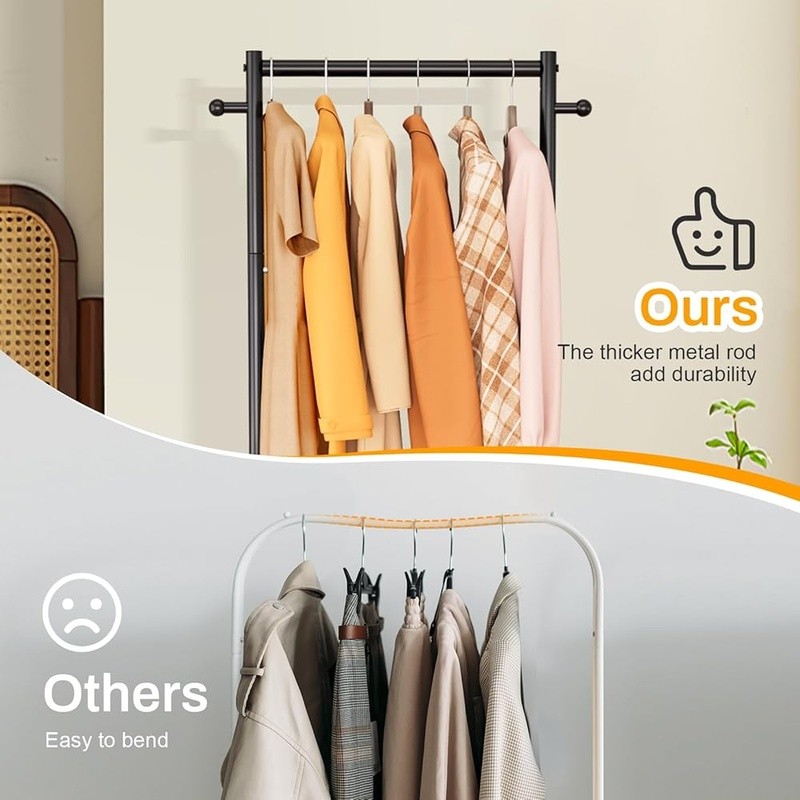 Portable Clothes Rack Rolling Garment Rack Small Spaces Adjustable Storage New