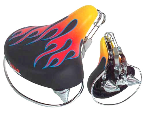 BICYCLE SADDLE blue/red/yellow Flame REAR GUARD WEB SPRING Cruiser Chopper Bikes