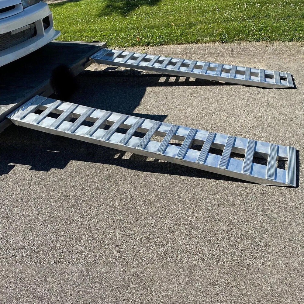 2Pcs 80"x15" Aluminum 6000 LBS Truck Car Auto Trailer Ramps Hook End Knife