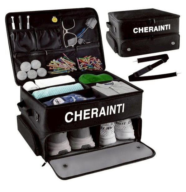 CHERAINTI Golf Trunk Organizer  2-Layer Storage  Waterproof  golf Shoe
