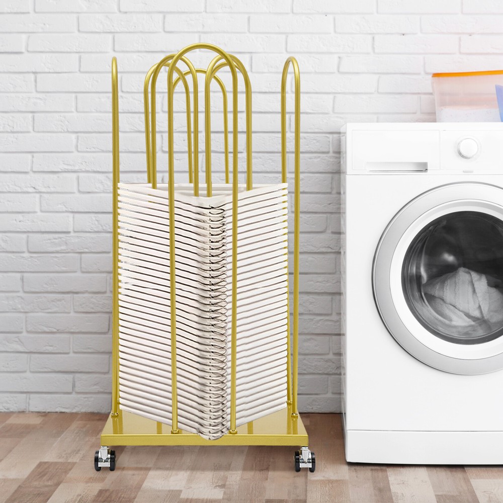 4-in-1 Gold Hanger Organizer Stacker with Wheels for Easy Storage