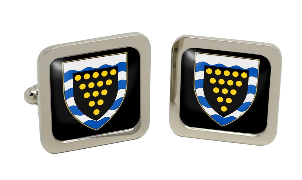 Cornwall (England) Square Cufflink in Chrome Box