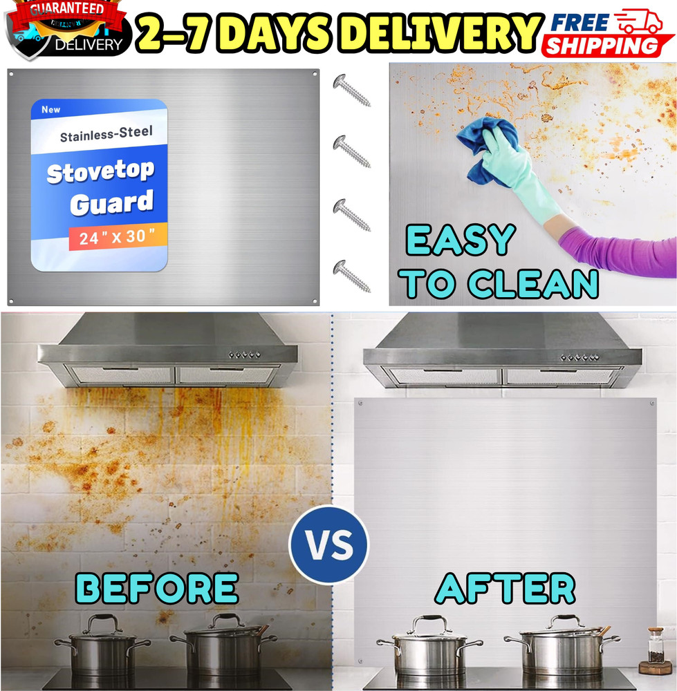 Kitchen Backsplash Stainless Steel Stove Back Wall Protector Panel Guard Board