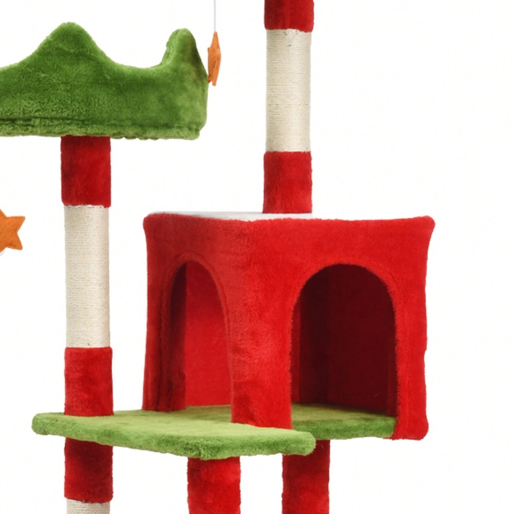 75" Cat Tree Tower Condo,Multi-Level Christmas Decor Cat Climbing Tower With Top