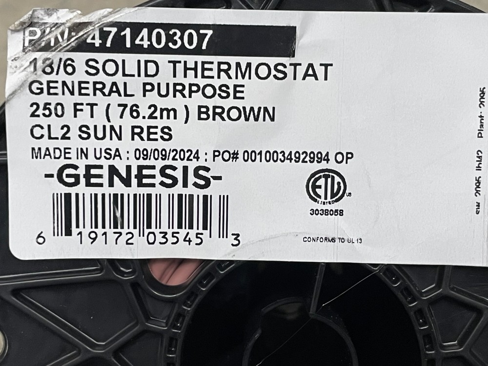 18/6 Solid Thermostat Cable 250 ft - GENESIS #47140307