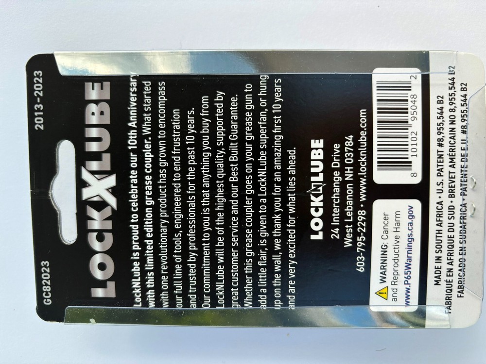 LOCK N LUBE 10th-ANNIVERSARY COMMEMORATIVE GREASE COUPLER, LIMITED EDITION