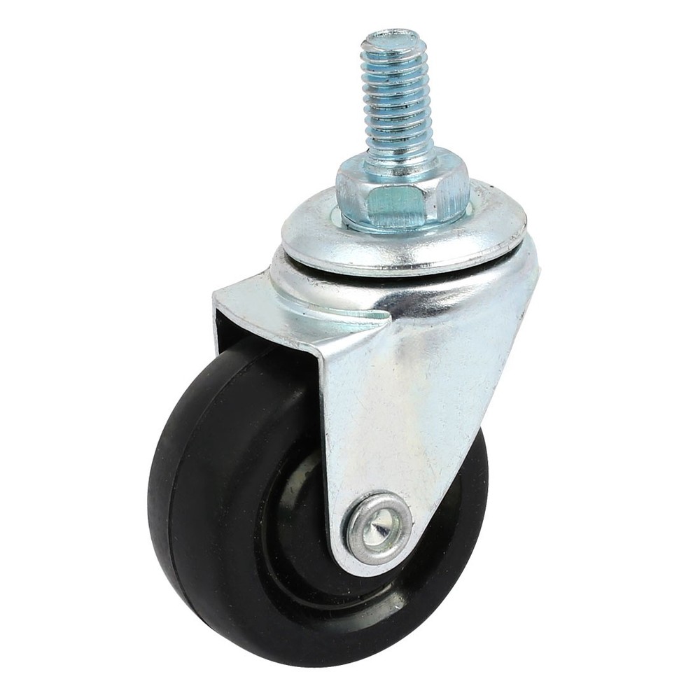 M8x15mm Thread 1.5mm Dia Rubber Wheel Caster Roller 4pcs