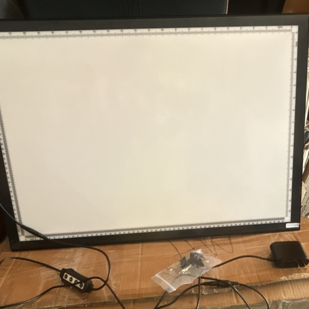 A2 LED Light Box with Ruler Grid, Power Adapter, Clips for Tracing and Drawing