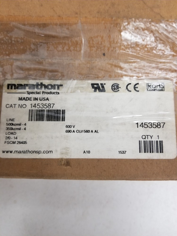Marathon 1453587 Power Distribution Block 690A 600v 3 pole