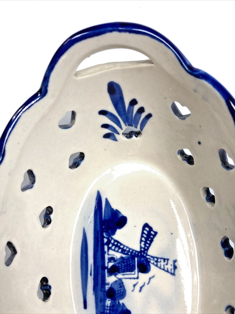 Hand Painted Heart Pierced Floral Windmill Dish
