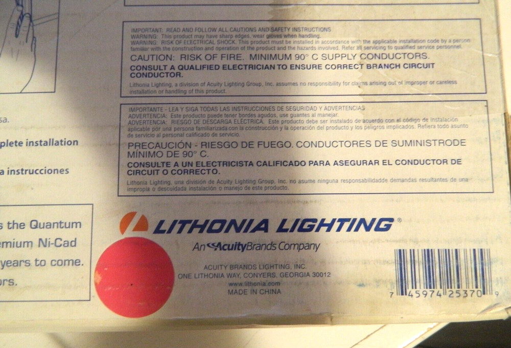 Lithonia Lighting Quantum Thermoplastic White LED Emergency Exit Sign FAST SHIP